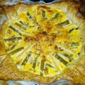 Quiche de hojaldre de espárragos verdes y maíz.