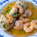 MERLUZA EN SALSA CON LANGOSTINOS