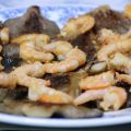 Setas con langostinos al ajillo