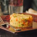 Cuscús con verduras y pollo macerado con soja