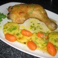 Muslos de pollo con verduras torneadas