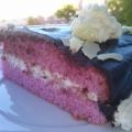 TARTA ROSA, DE CHOCOLATE Y NATA