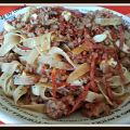 PASTA CON CHORIZO Y CARNE PICADA