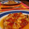 Caballa al horno con cebolla y pimientos asados