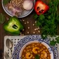 Garbanzos con langostinos