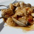 Pechuga de pollo con langostinos y almejas