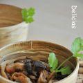 Fideos udon con shitake y gambas