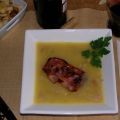 Sopa de pollo y patata con beicon