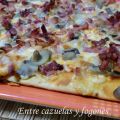 Pizza campesina de champiñones y bacon