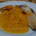 DORADA CON SALSA DE GAMBAS AL AZAFRÁN