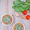 Tortitas integrales con revuelto de espinacas