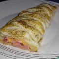 Trenza hojaldrada de jamón y queso