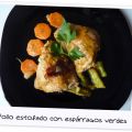 Pollo estofado con espárragos verdes