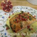 Salmón a la Mostaza sobre Crema de Puerros