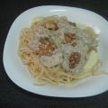 Tallarines con salsa de nueces