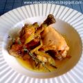 Pollo con ajos tiernos y Mistela