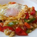 Mix de arroz, quinoa y mijo con verduras y huevo