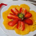 Carpaccio de naranjas y fresones