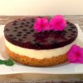 Tarta fría de requesón con arándanos