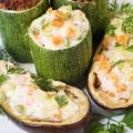 Calabacines rellenos de gambas
