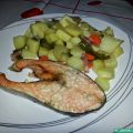 Salmón con patatas a la cerveza