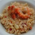Arroz con bacalao y langostinos