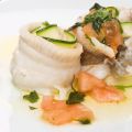 Sopa de miso y gallo al vapor