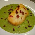 Bacalao con crema de guisantes