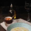 Crema de calçots con salsa romesco