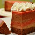 TARTA DE MOUSSE DE CHOCOLATE Y CREMA DE FRESAS