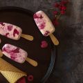 Helado de frambuesas, polos de frambuesa
