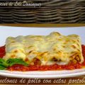Canelones de pollo con setas portobello