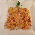 Carpaccio de manos de cerdo y virutas de foie