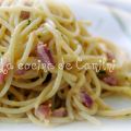 Spaghetti con nata y bacon