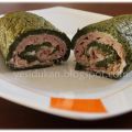 Rollito de espinacas con atún, jamón y queso