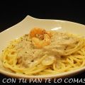 ESPAGUETIS CON SALSA DE SETAS Y LANGOSTINOS
